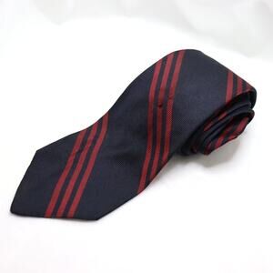 Vintage‎ Christian Dior Navy & Red Silk Stripe Tie 3.25” Wide